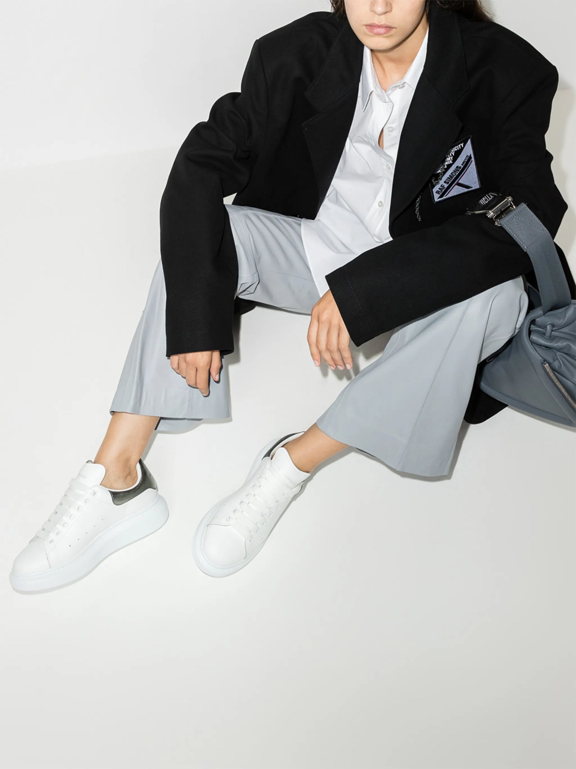 Alexander McQueen Oversized metallic leather sneakers